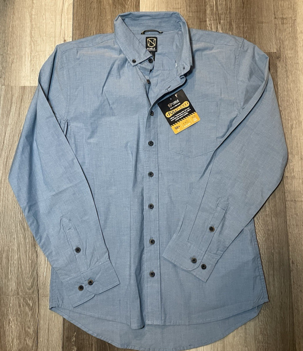 Men's Noble Outfitters Shirt Long Sleeve Full Flex Blue Medium Regular New